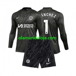 Camisola Chelsea Robert Sanchez 1 Guarda-redes Criança Equipamento Segundo 2024-2025 Manga Comprida
